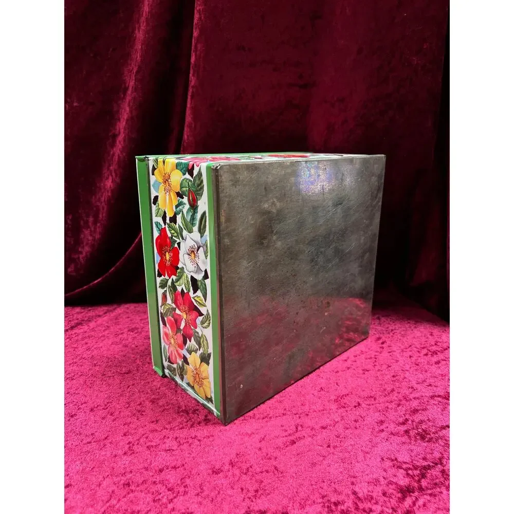 Vintage Tin Storage Box – Colorful Wildflower Print - Made In England